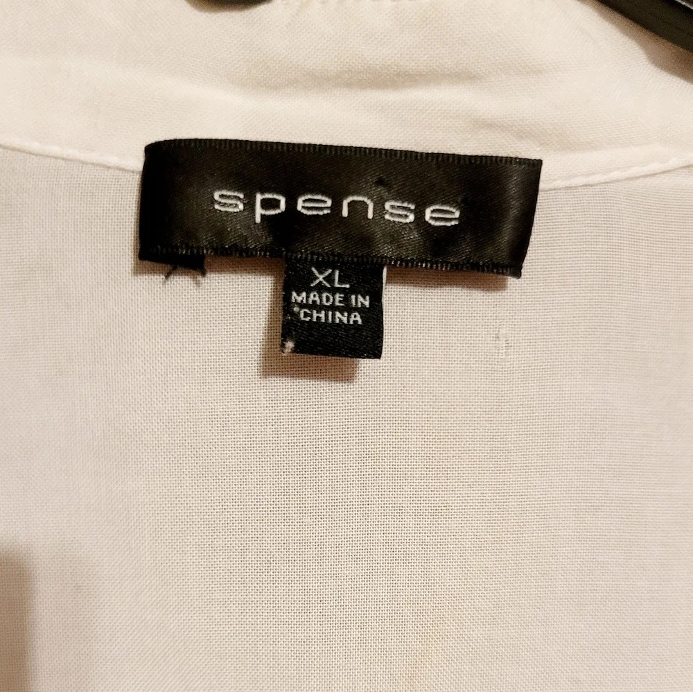 Spense Womens White Sheer Button Up Shirt. With 2 Front Pockets. Size XL - Picture 2 of 9